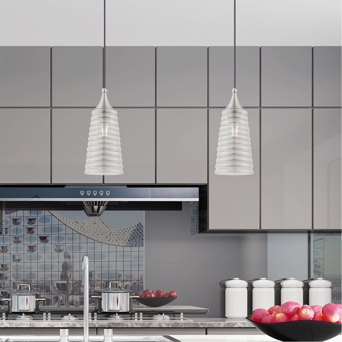 Art Glass 1 Light 6 inch Brushed Nickel Mini Pendant Ceiling Light