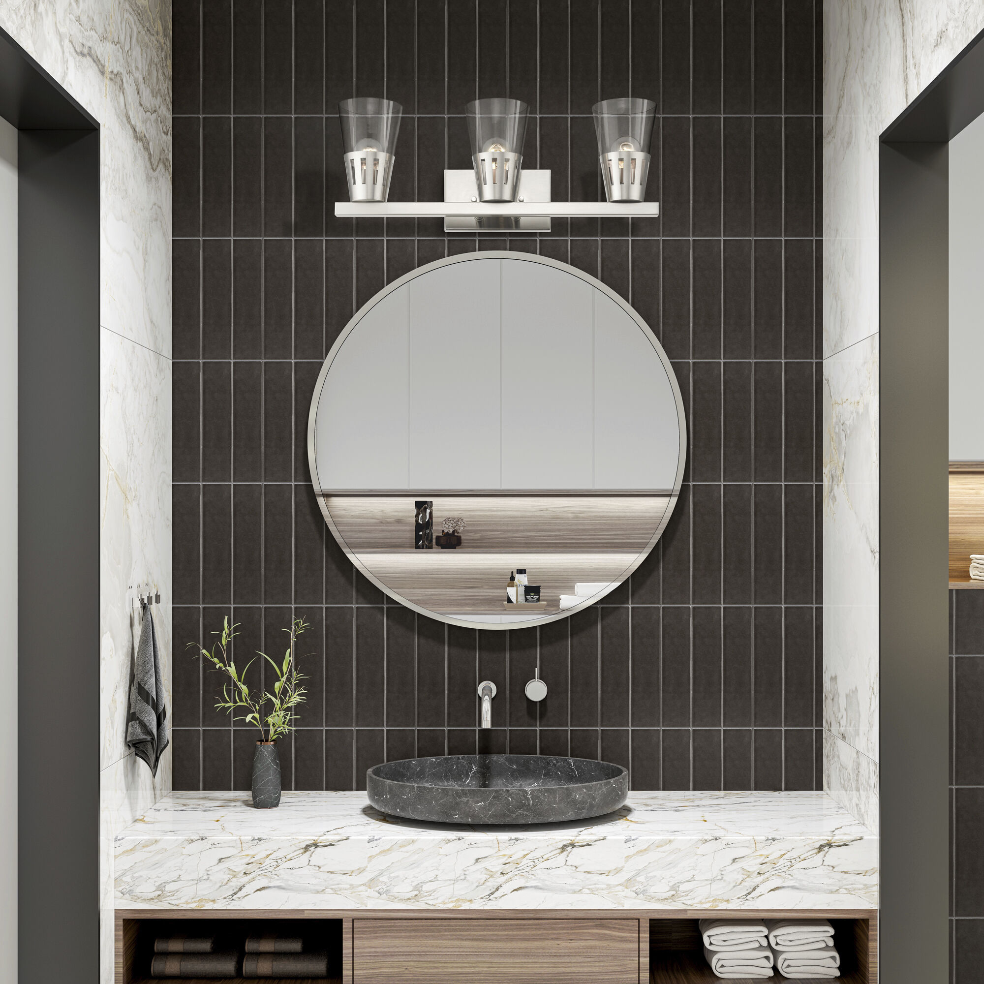 Bennington 3 Light 23.5 inch Brushed Nickel Vanity Sconce Wall Light