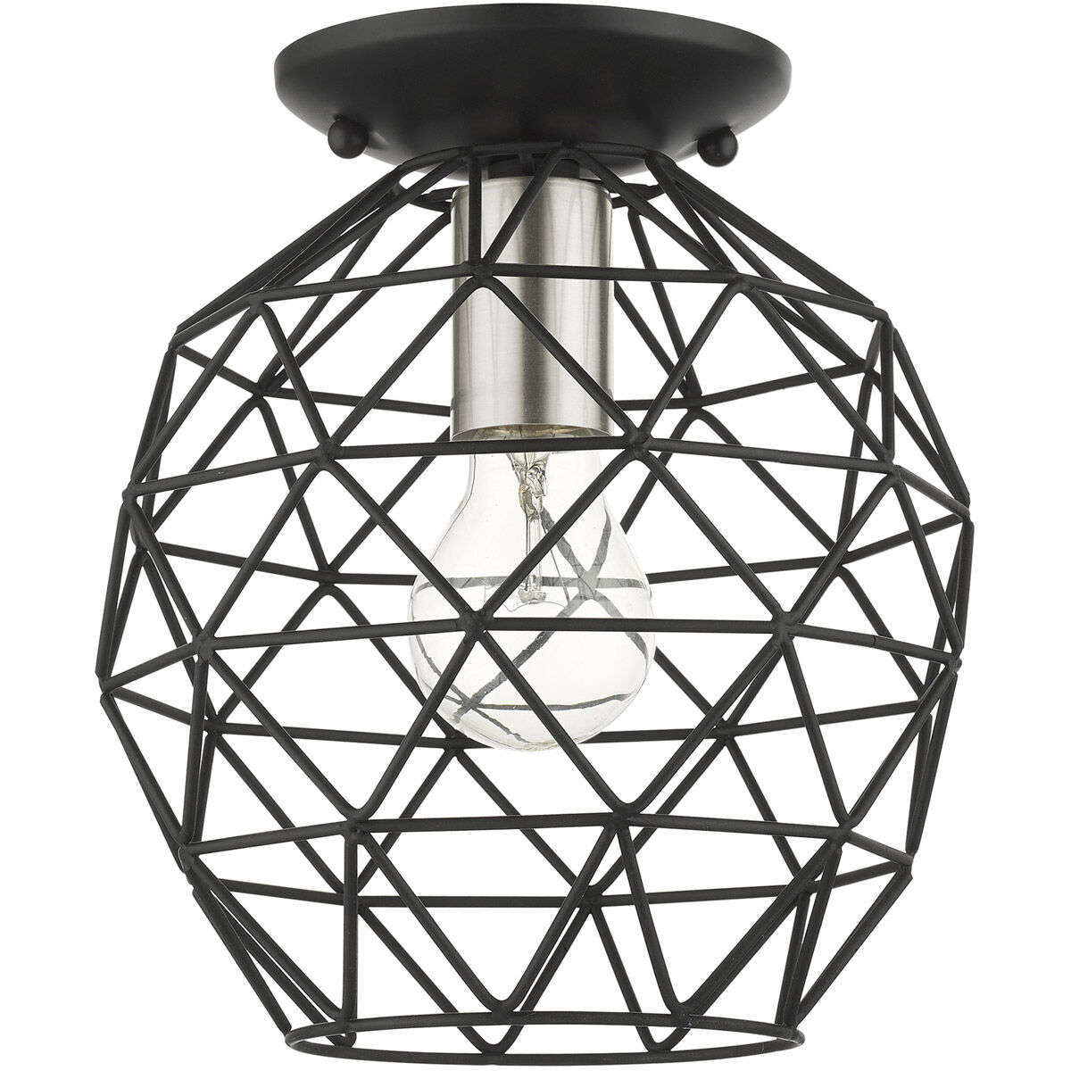 Geometrix 1 Light 8 inch Black Flush Mount Ceiling Light