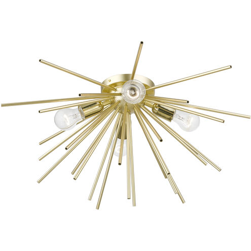 Tribeca 4 Light 25 inch Soft Gold with Polished Brass Accents Flush Mount Ceiling Light, Large