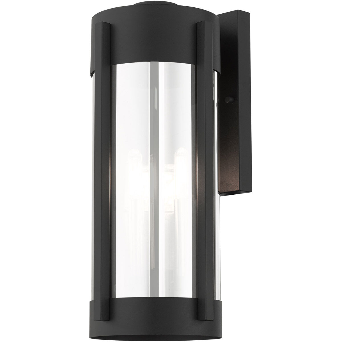 Sheridan 3 Light 19 inch Black with Brushed Nickel Candles Outdoor Wall Lantern