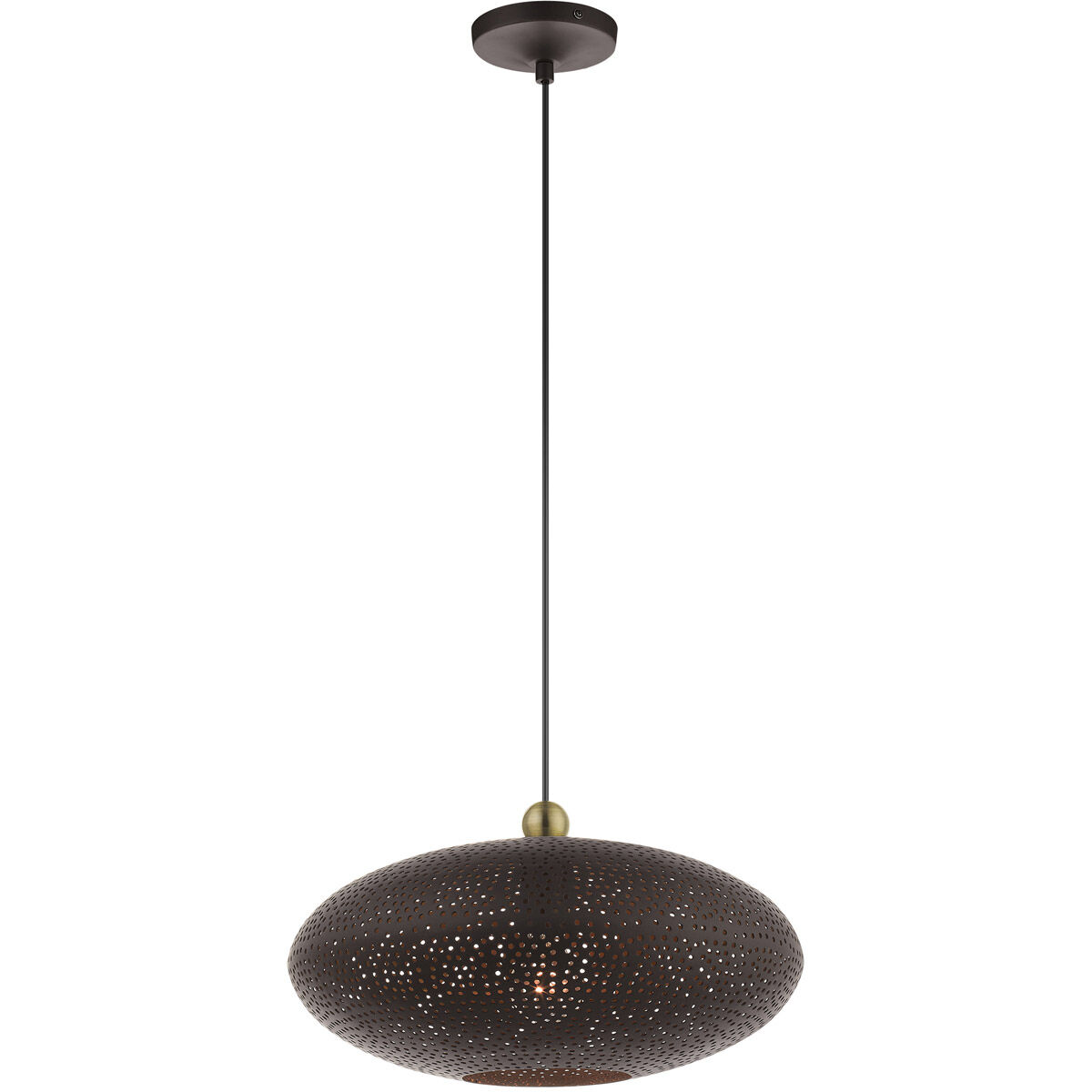 Dublin 1 Light 16 inch Bronze with Antique Brass Accents Pendant Ceiling Light