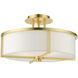 Wesley 3 Light 16 inch Satin Brass Semi Flush Ceiling Light