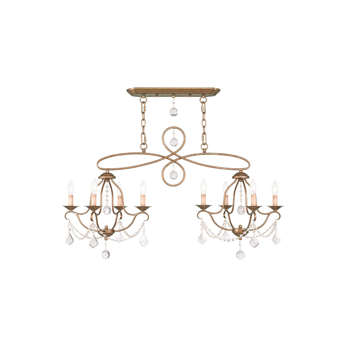 Chesterfield 8 Light 43 inch Antique Gold Leaf Island Light Ceiling Light