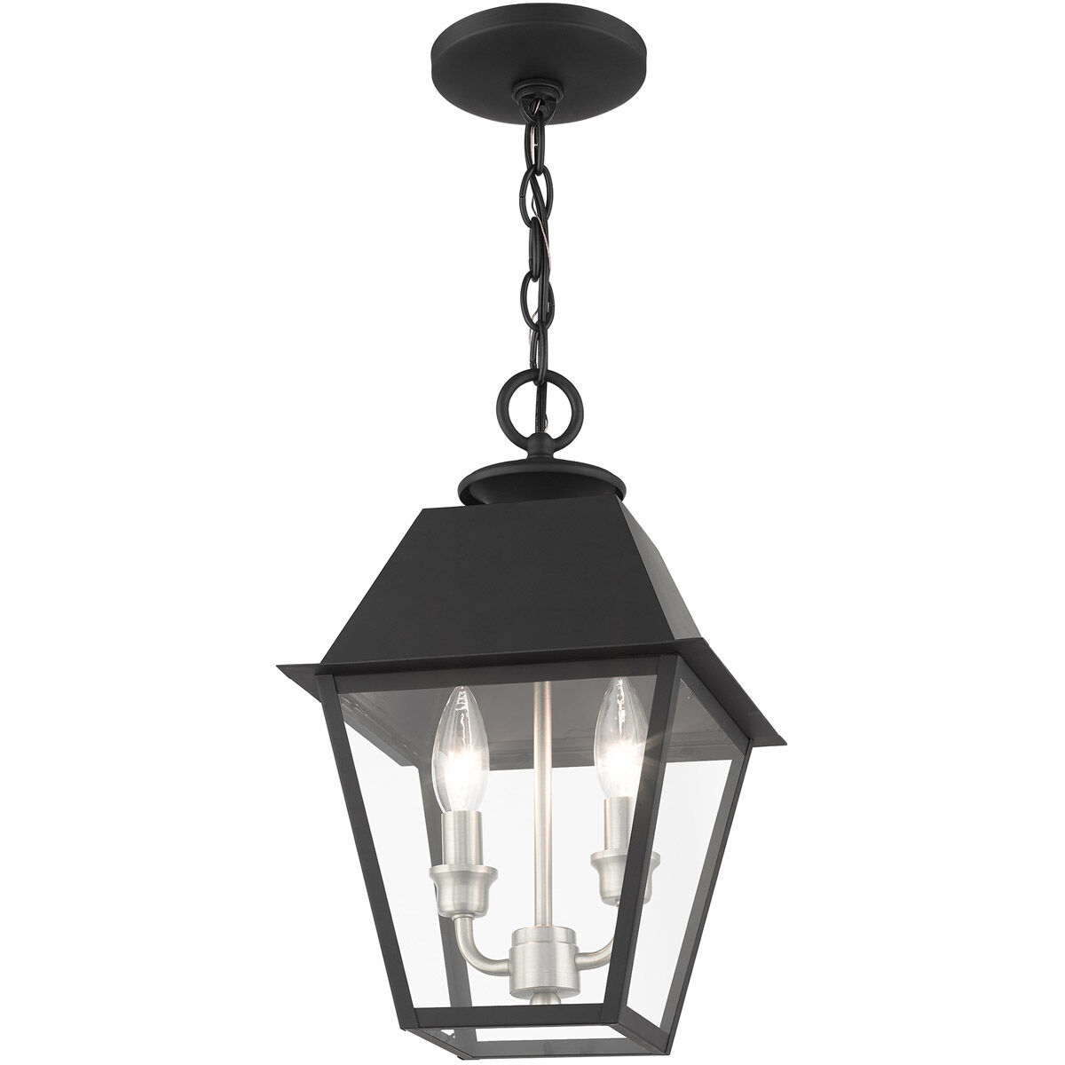 Mansfield 2 Light 9 inch Black Outdoor Pendant Lantern