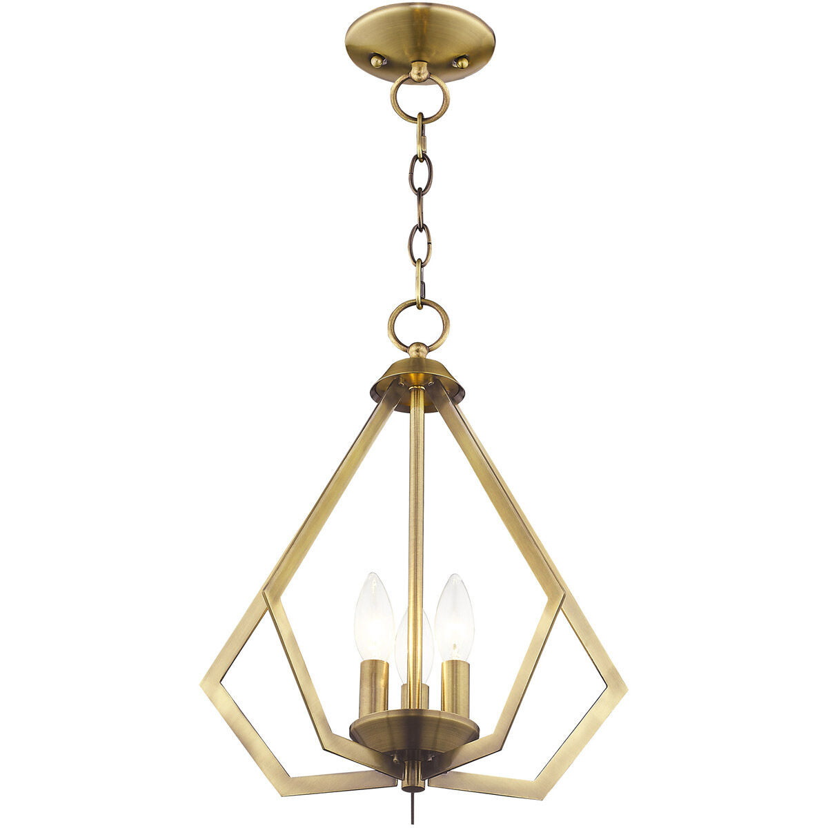Prism 3 Light 14 inch Antique Brass Convertible Mini Chandelier/Ceiling Mount Ceiling Light
