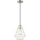Geometric 1 Light 8 inch Brushed Nickel Mini Pendant Ceiling Light