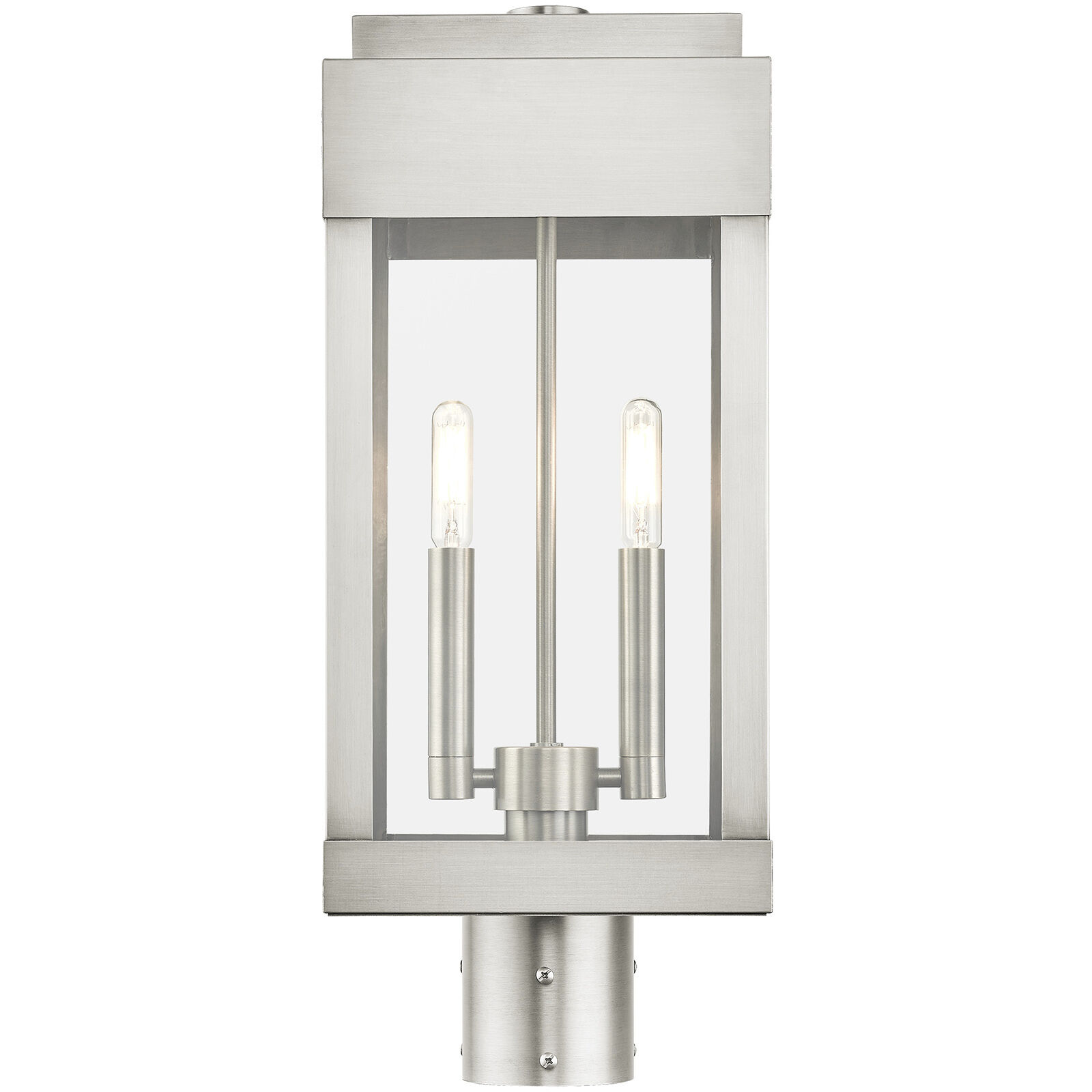 York 2 Light 20 inch Brushed Nickel Outdoor Post Top Lantern