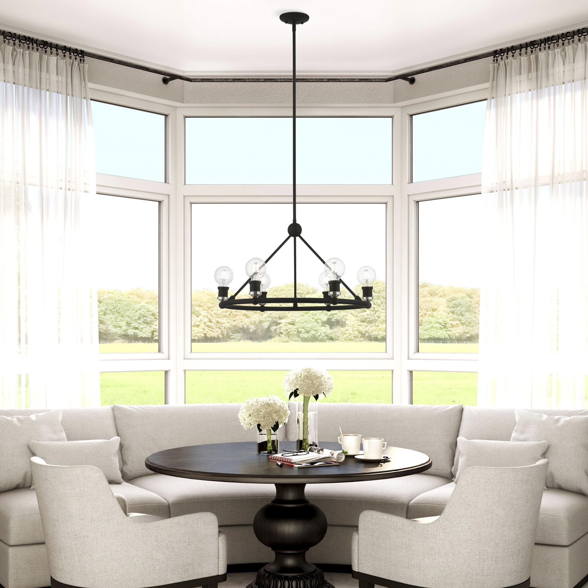 Lansdale 6 Light 25 inch Black with Brushed Nickel Accents Chandelier Ceiling Light