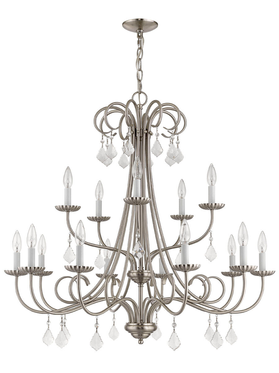 Daphne 15 Light 36 inch Brushed Nickel Foyer Chandelier Ceiling Light