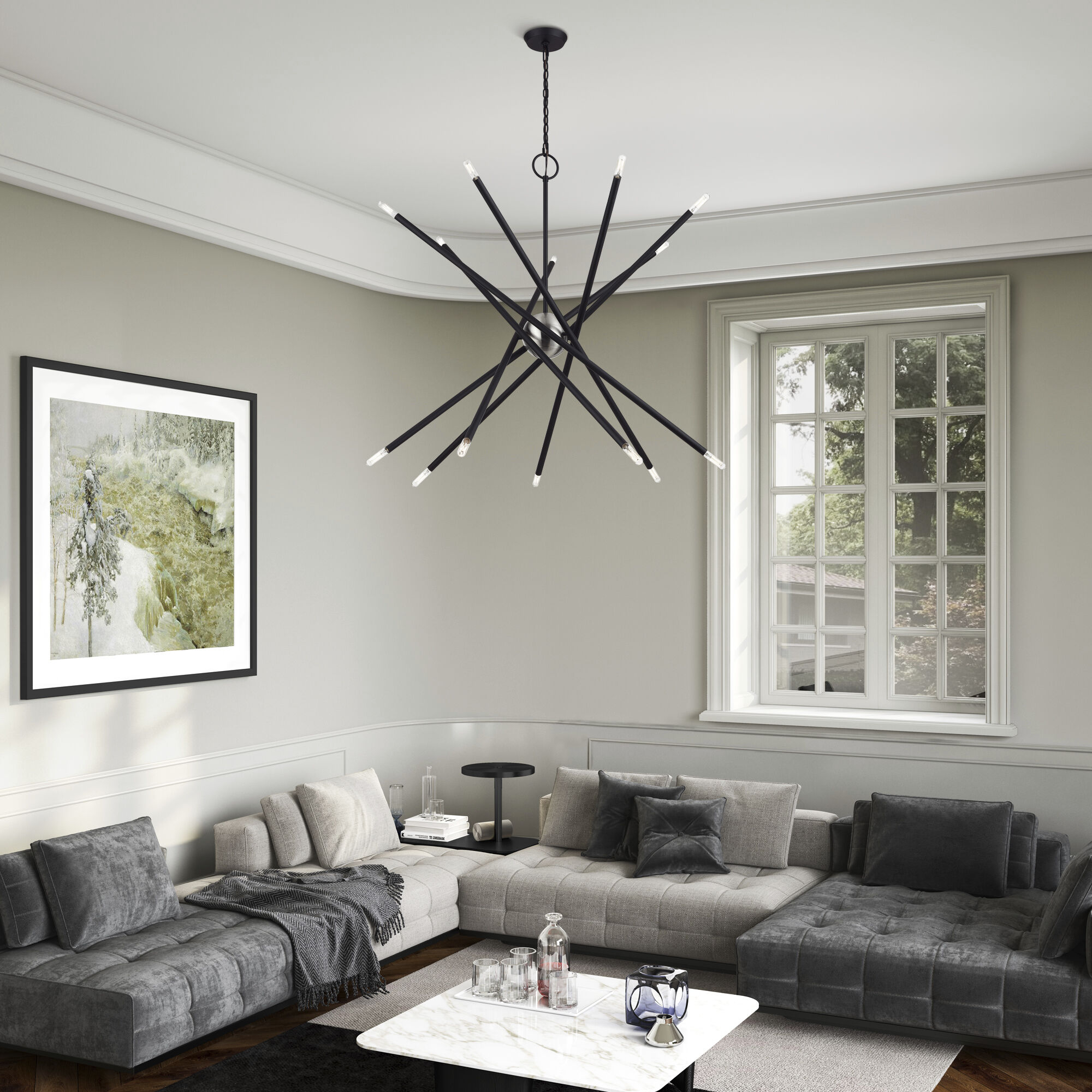 Soho 14 Light 40 inch Black Foyer Chandelier Ceiling Light