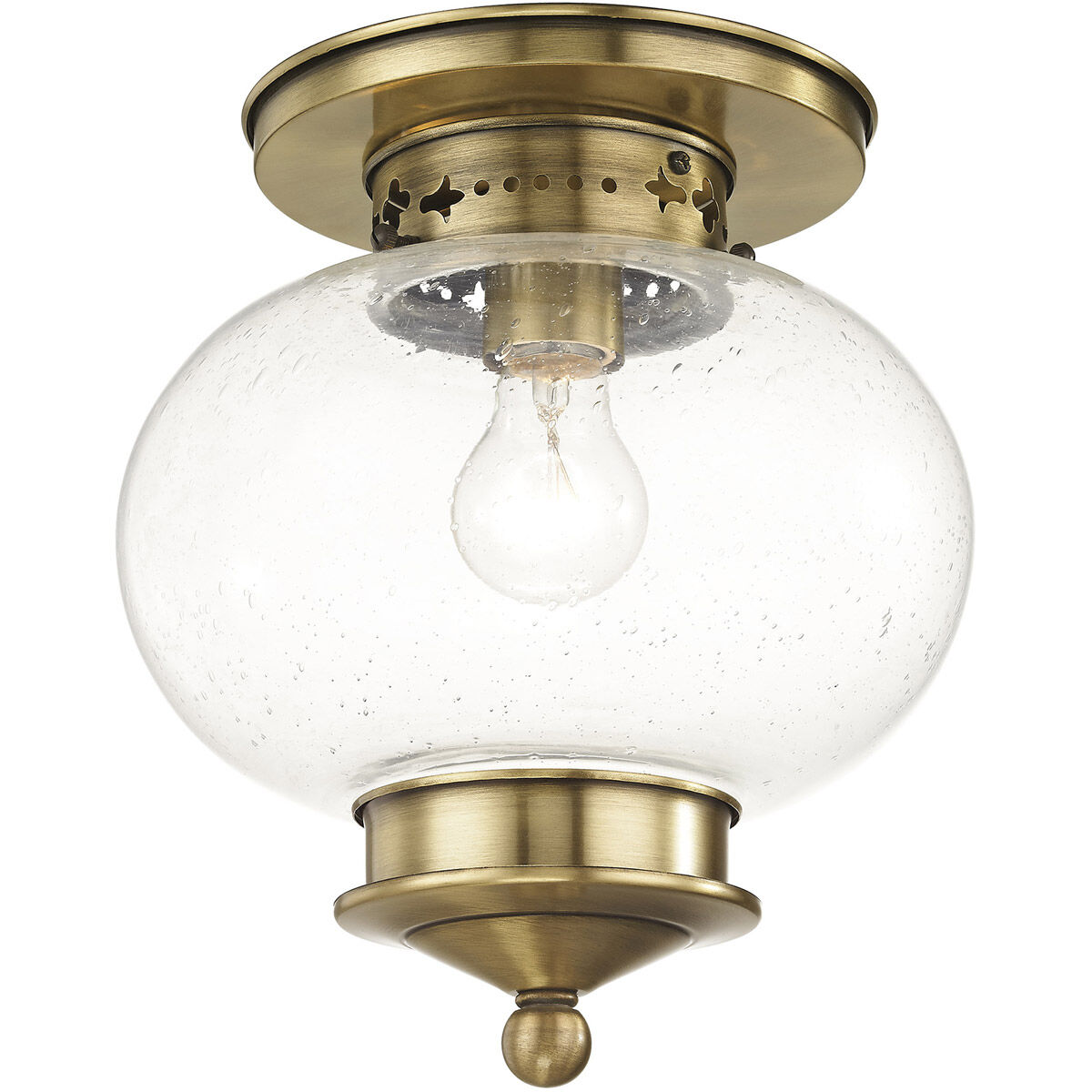 Harbor 1 Light 10 inch Antique Brass Semi-Flush Mount Ceiling Light