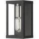 Gaffney 1 Light 8 inch Black with Brushed Nickel Finish Accents Outdoor Wall Lantern in Black with Brushed Nickel Accents, Small