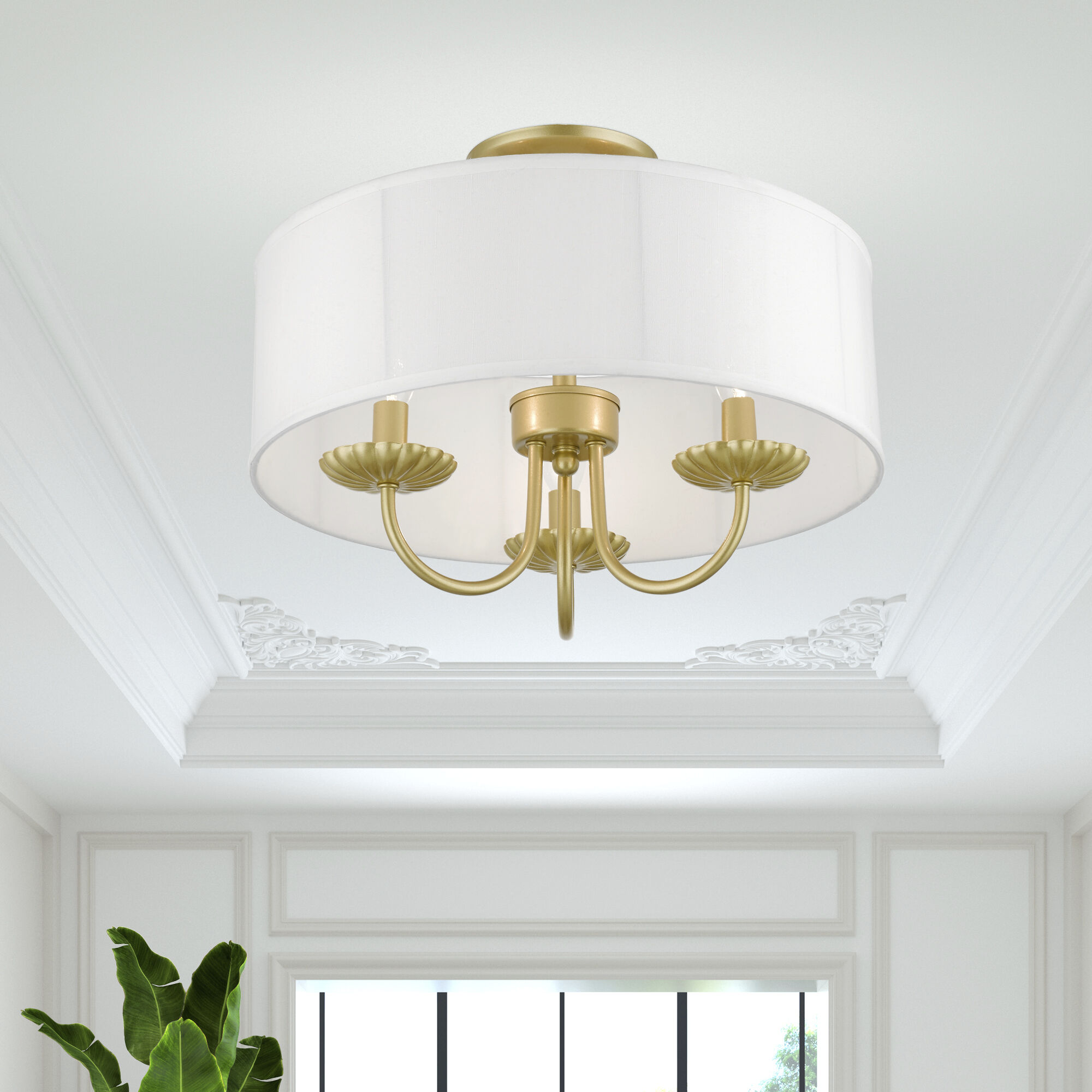 Brookdale 3 Light 16 inch Soft Gold Semi-Flush Mount Ceiling Light