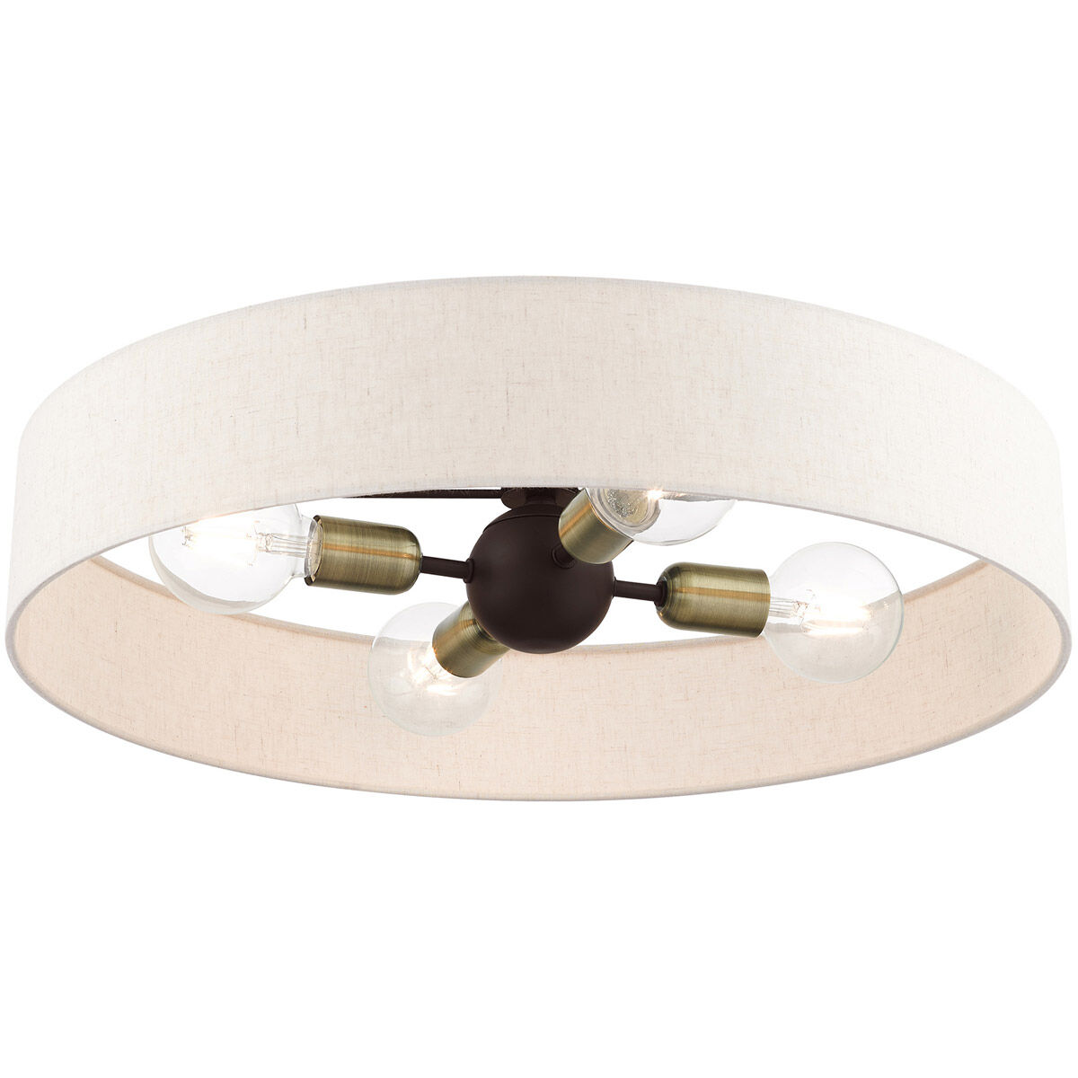 Venlo 4 Light 22 inch Bronze with Antique Brass Accents Semi Flush Ceiling Light 