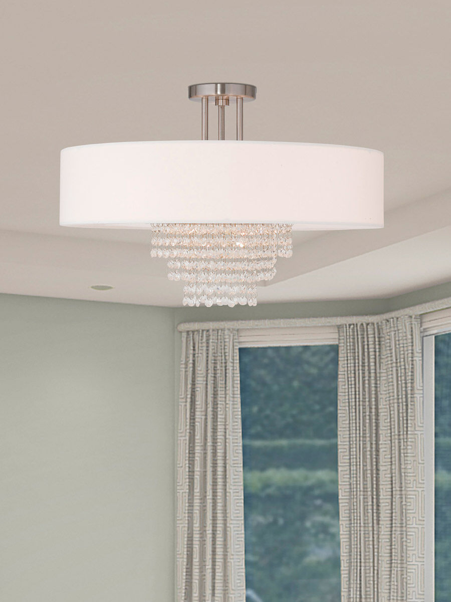 Carlisle 5 Light 22 inch Brushed Nickel Semi-Flush Mount Ceiling Light