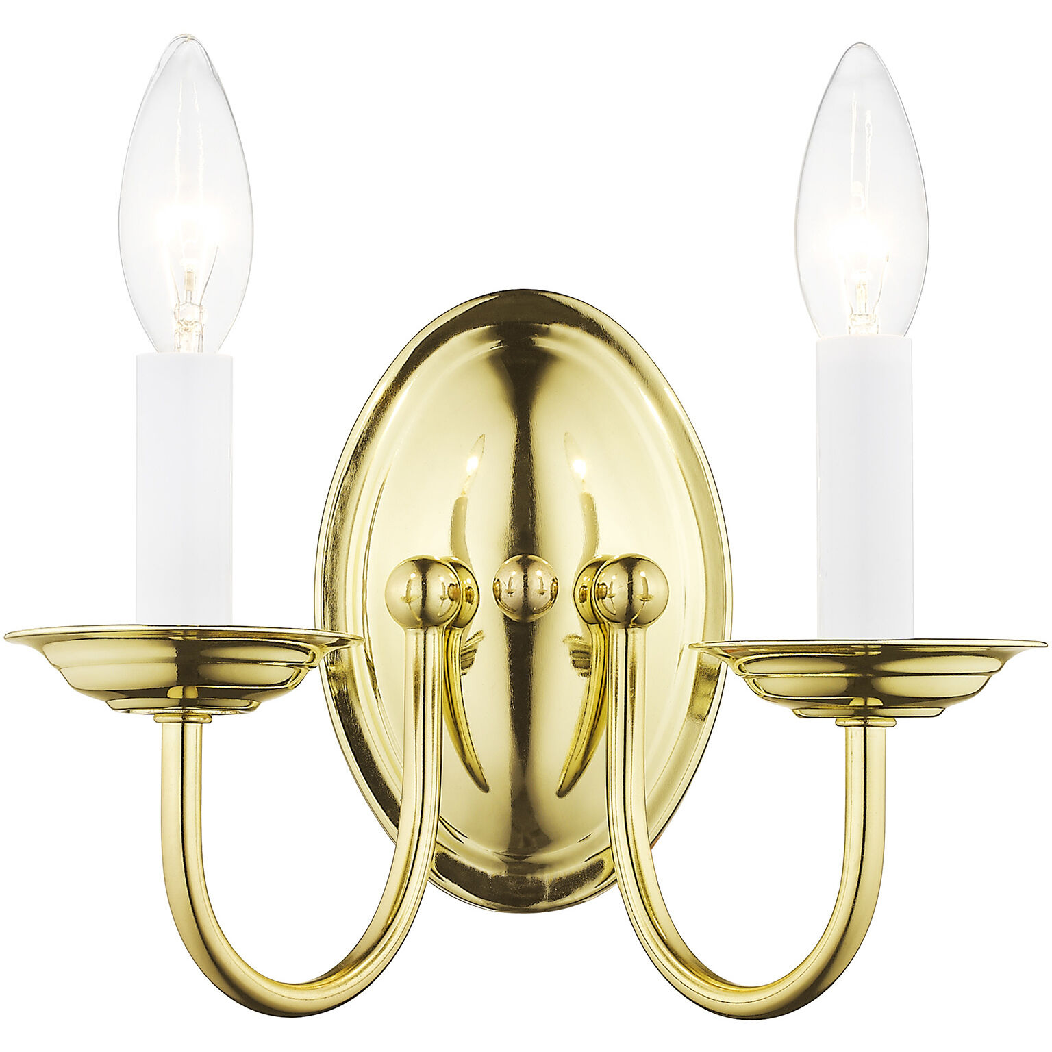 Home Basics 2 Light 10 inch Polished Brass Wall Sconce Wall Light