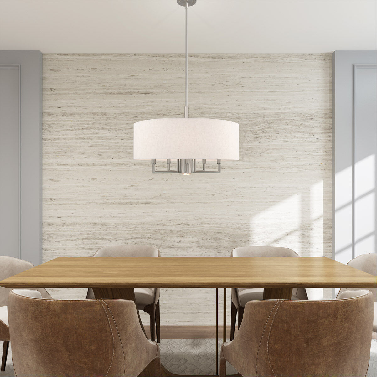 Meridian 6 Light 24 inch Brushed Nickel Pendant Chandelier Ceiling Light