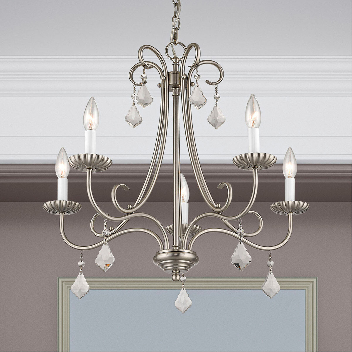 Daphne 5 Light 25 inch Brushed Nickel Chandelier Ceiling Light