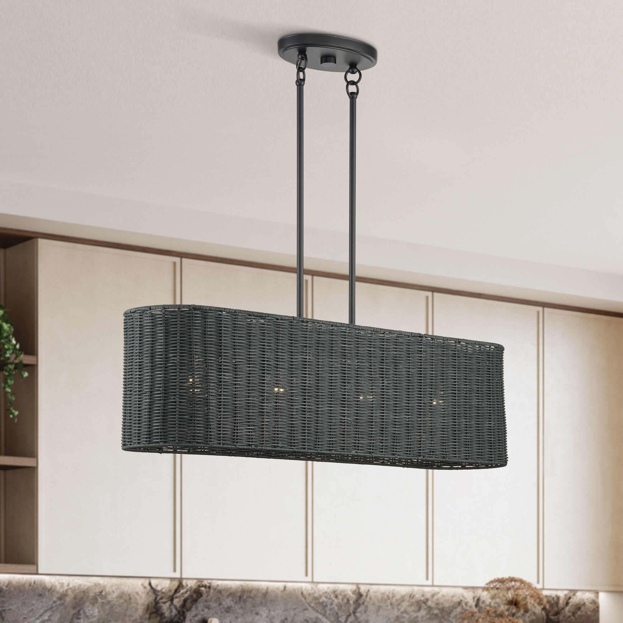 Weavington 4 Light 36 inch Black Linear Chandelier Ceiling Light, Large