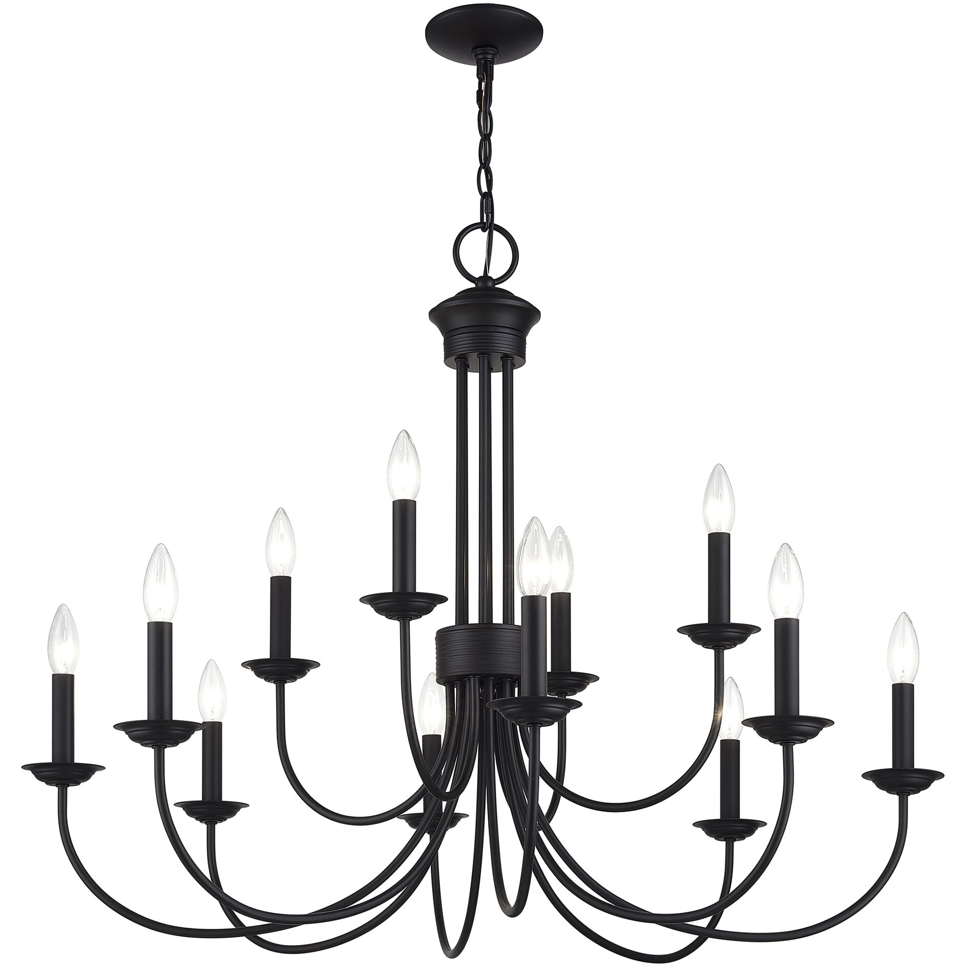 Estate 12 Light 36 inch Black 2-Tier Chandelier Ceiling Light