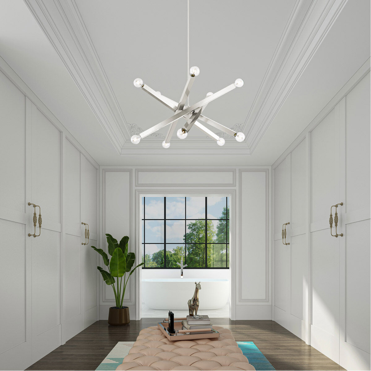 Solna 10 Light 34 inch Brushed Nickel Chandelier Ceiling Light