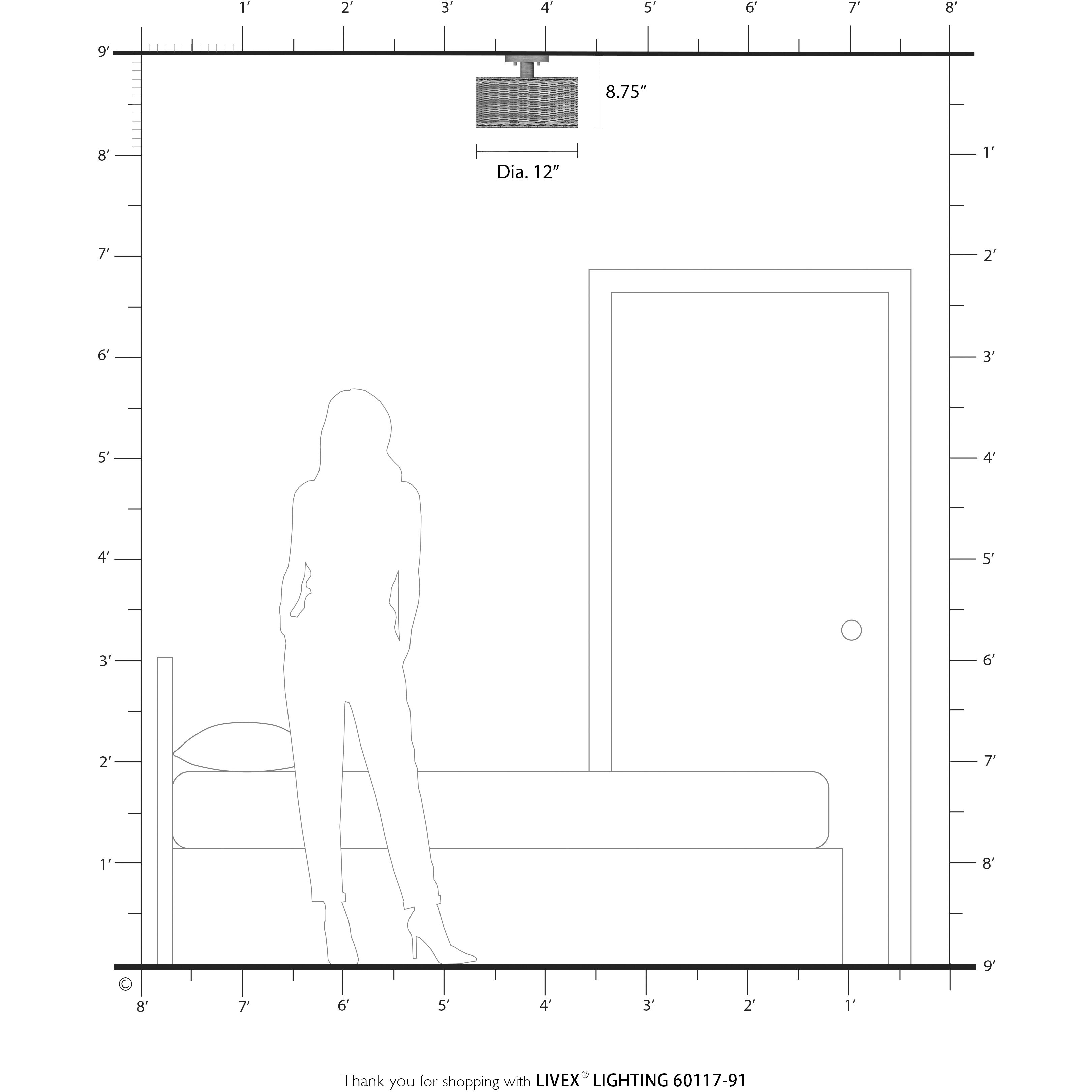 Weavington 1 Light 12 inch Brushed Nickel Semi Flush Mount Ceiling Light, Medium