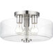 Whitworth 3 Light 14.5 inch Brushed Nickel Semi-Flush Ceiling Light