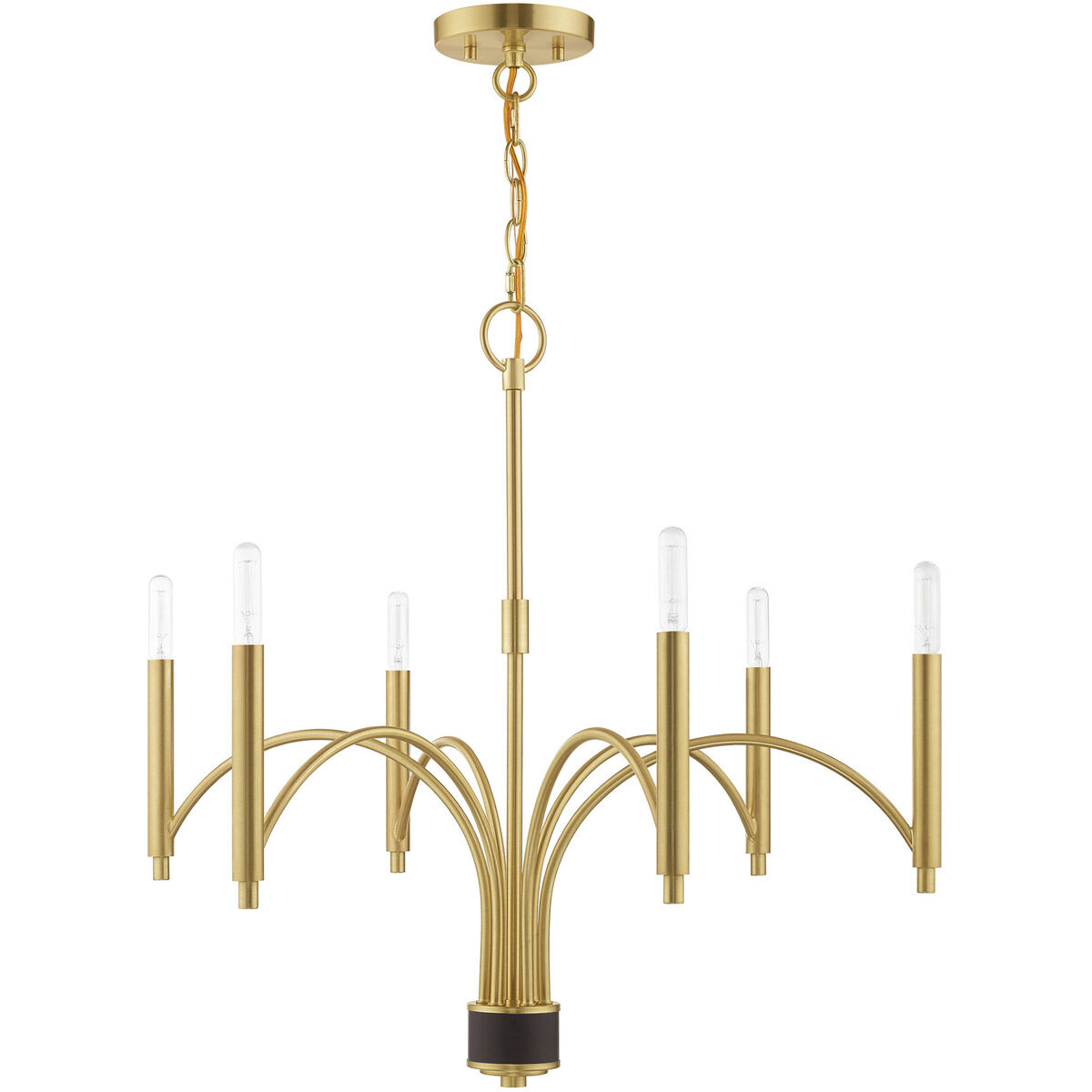Wisteria 6 Light 26 inch Satin Brass Chandelier Ceiling Light