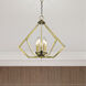 Prism 5 Light 20 inch Antique Brass Chandelier Ceiling Light