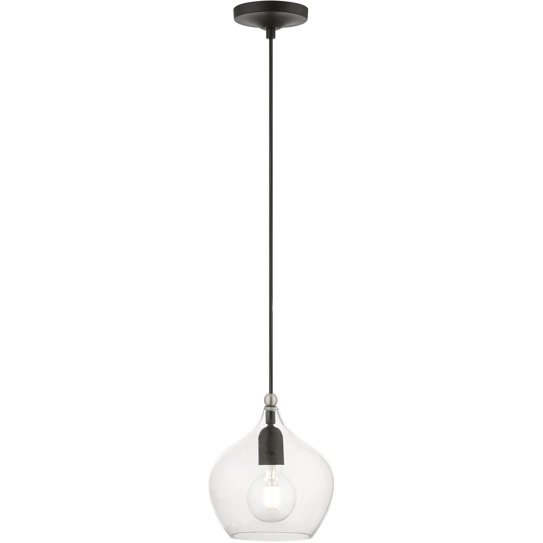 Aldrich 1 Light 8 inch Black with Brushed Nickel Accent Pendant Ceiling Light