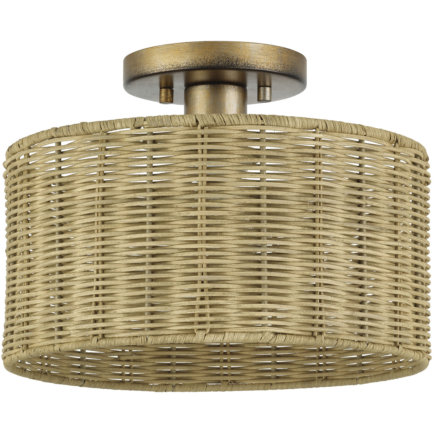 Weavington 1 Light 12 inch Antique Gold Leaf Semi Flush Mount Ceiling Light, Medium