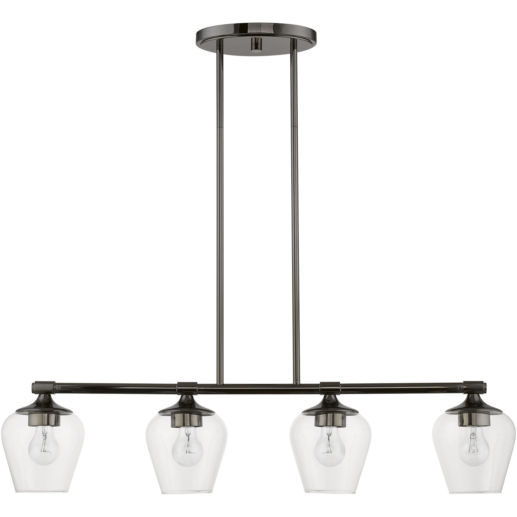 Willow 4 Light 36 inch Black Chrome Linear Chandelier Ceiling Light