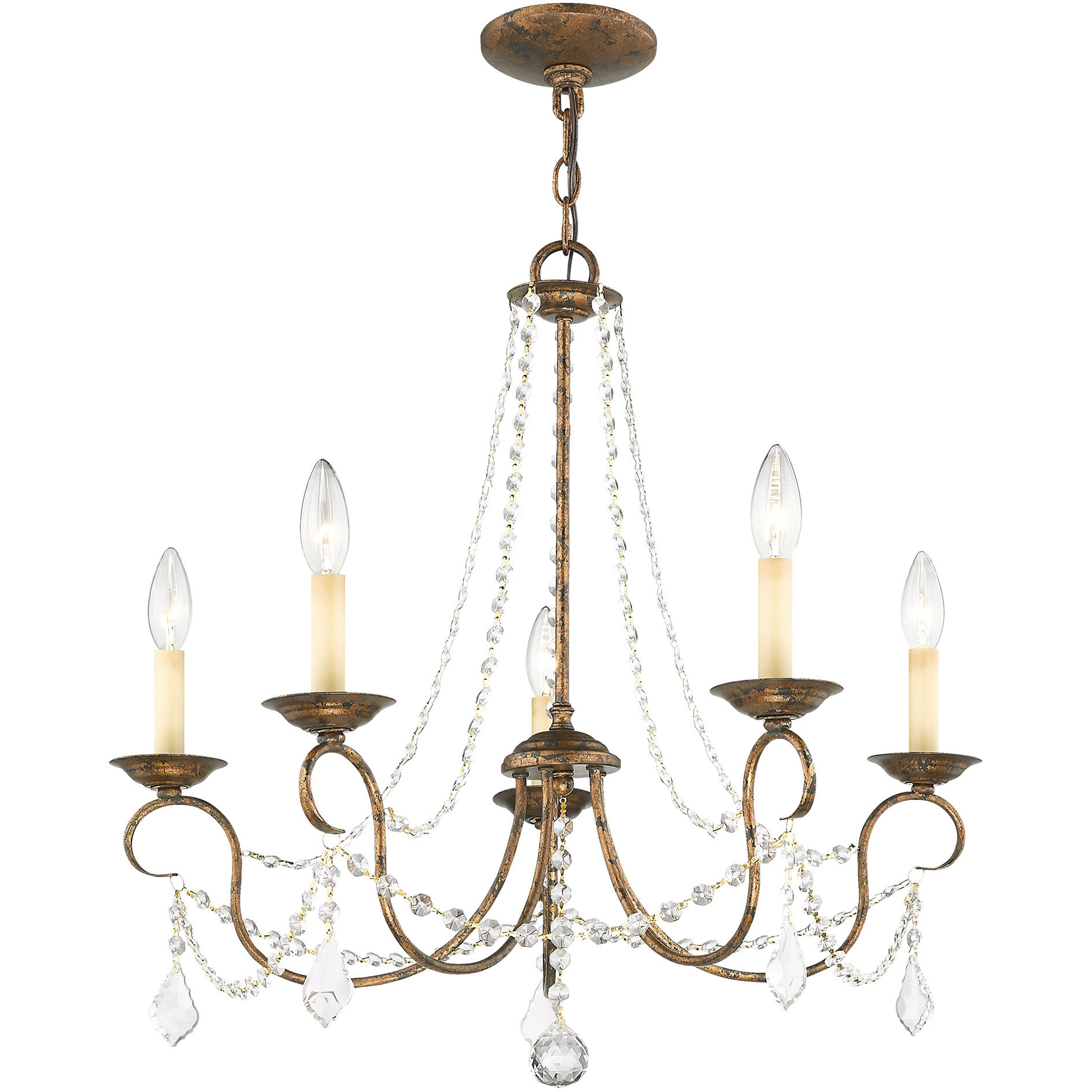 Pennington 5 Light 25 inch Hand Applied Venetian Golden Bronze Chandelier Ceiling Light