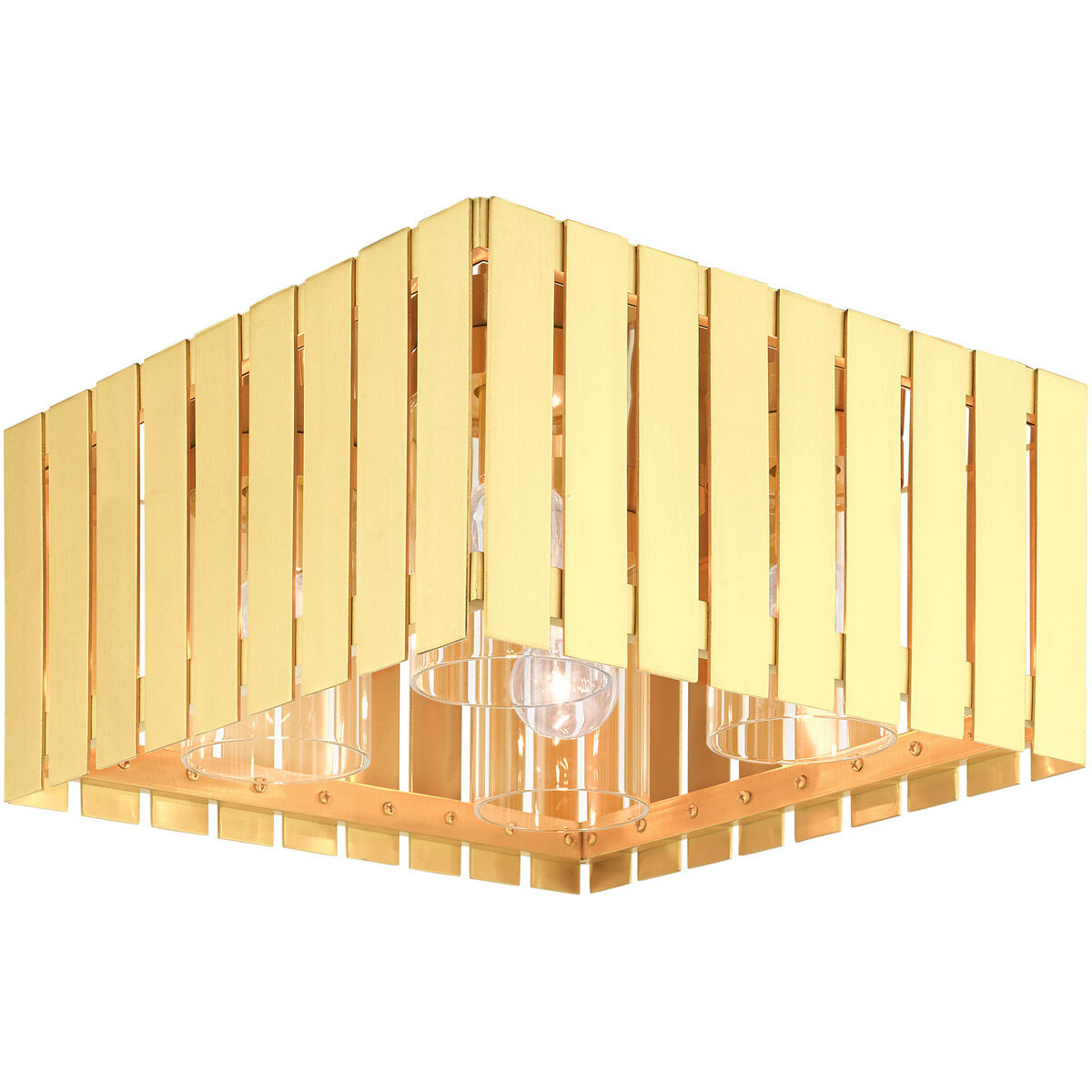 Greenwich 4 Light 13 inch Satin Brass Outdoor Flush Mount