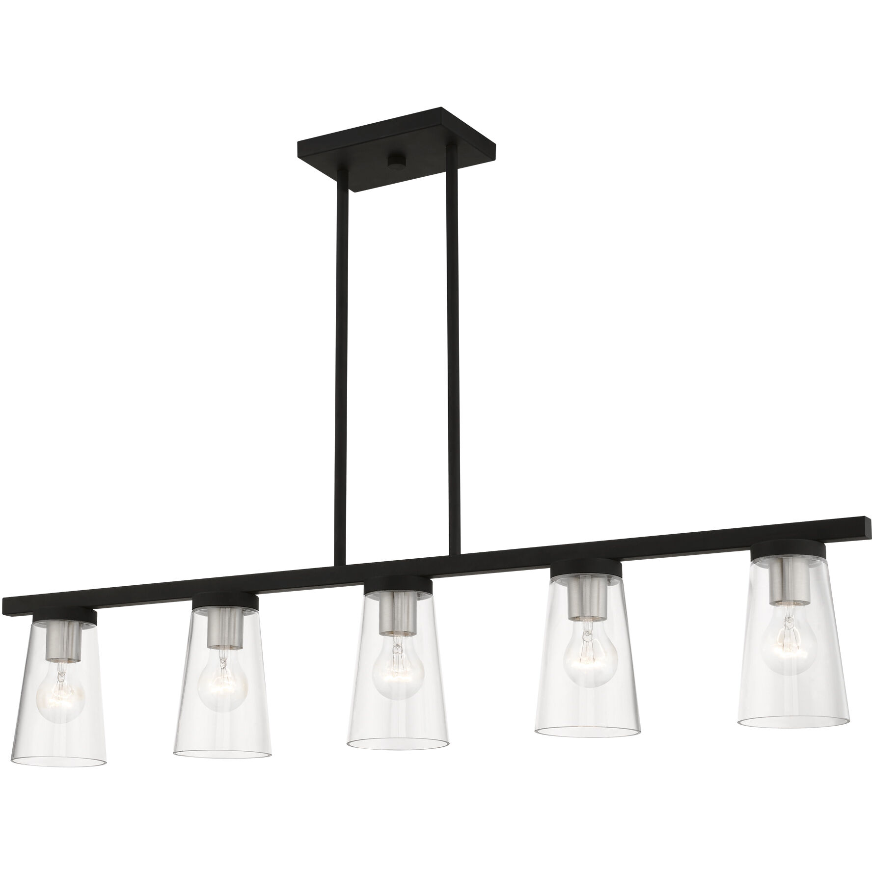 Cityview 5 Light 40 inch Black with Brushed Nickel Accents Linear Chandelier Ceiling Light