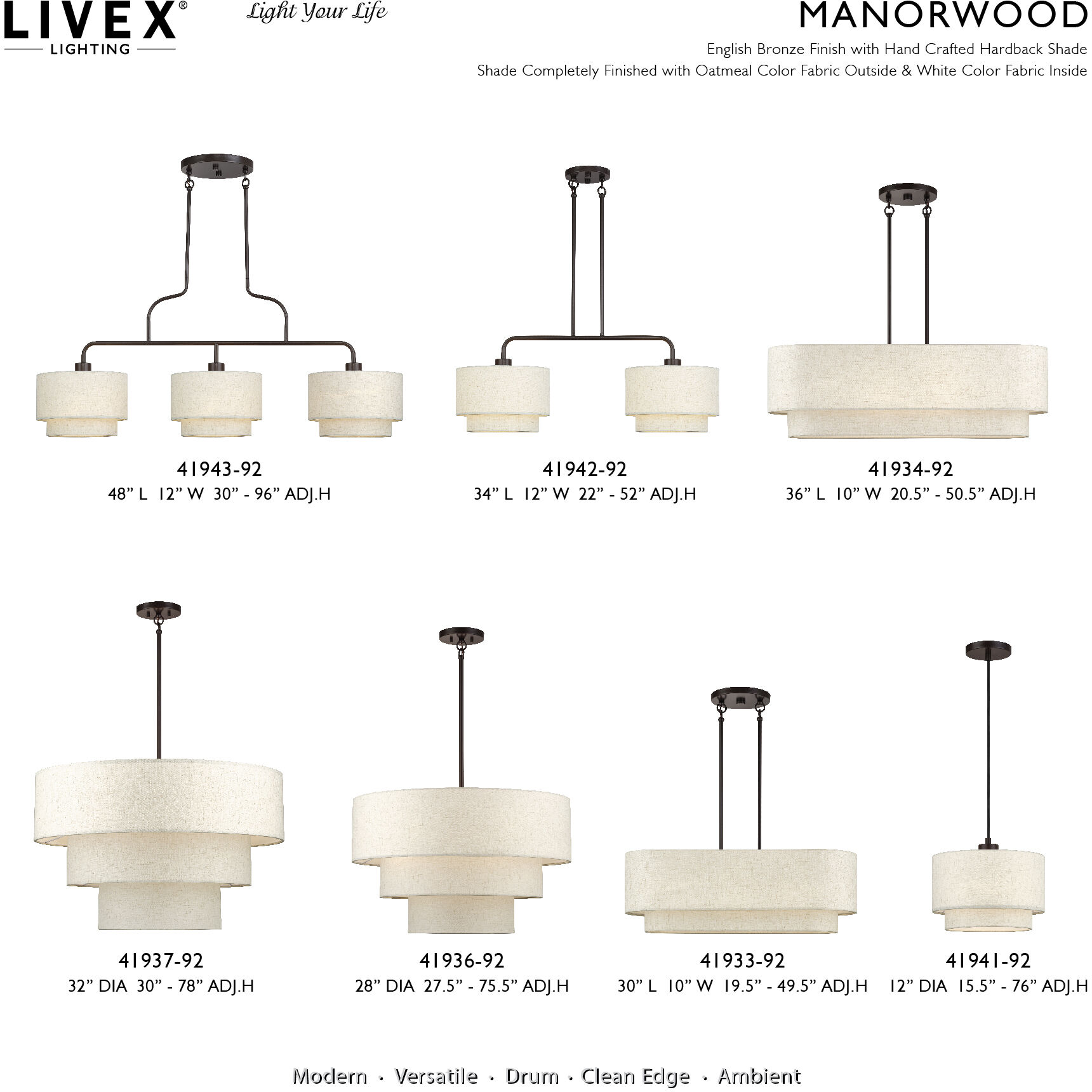 Manorwood 5 Light 28 inch English Bronze Pendant Chandelier Ceiling Light, Medium