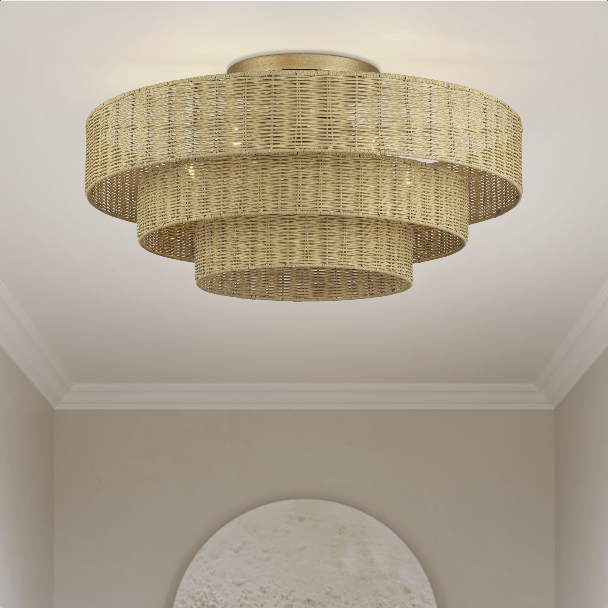 Weavington 5 Light 28 inch Antique Gold Leaf Semi Flush Mount Ceiling Light, Extra Large
