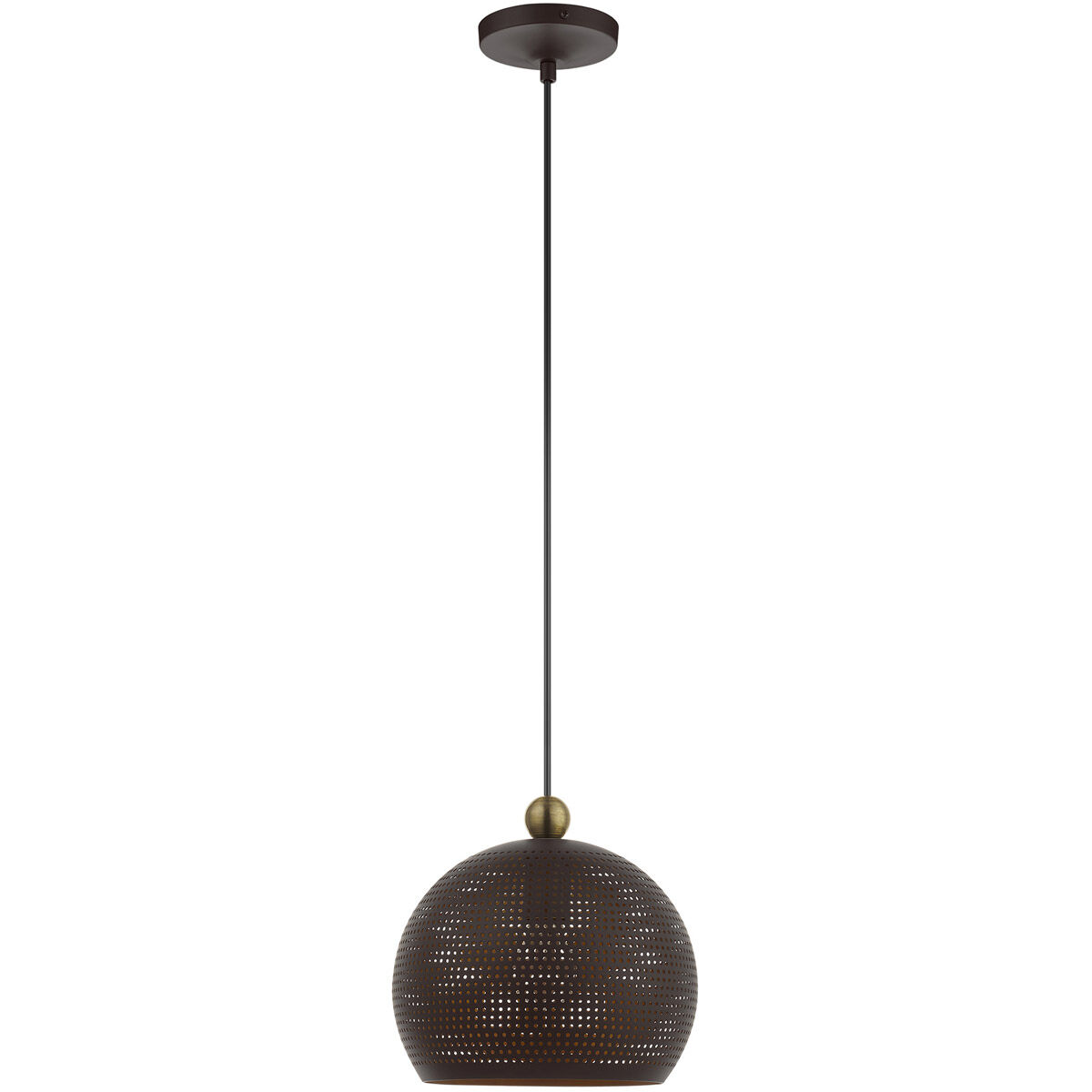 Dublin 1 Light 9.88 inch Bronze with Antique Brass Accents Pendant Ceiling Light