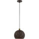 Dublin 1 Light 10 inch Bronze with Antique Brass Accents Pendant Ceiling Light