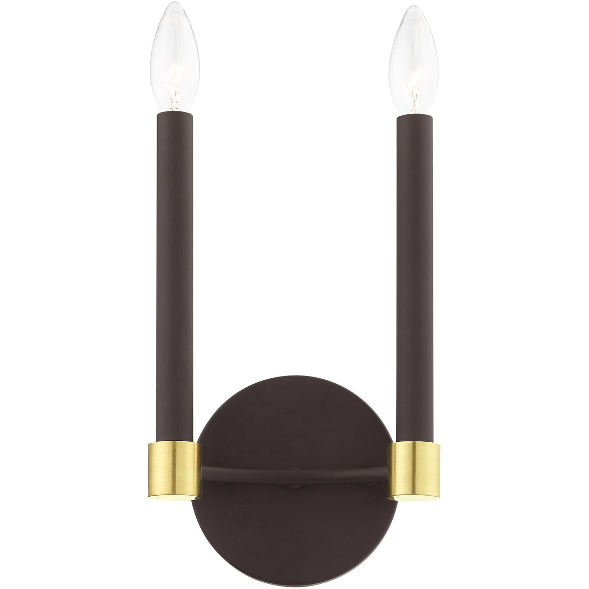 Karlstad 2 Light 7 inch Bronze with Satin Brass Accents ADA Sconce Wall Light