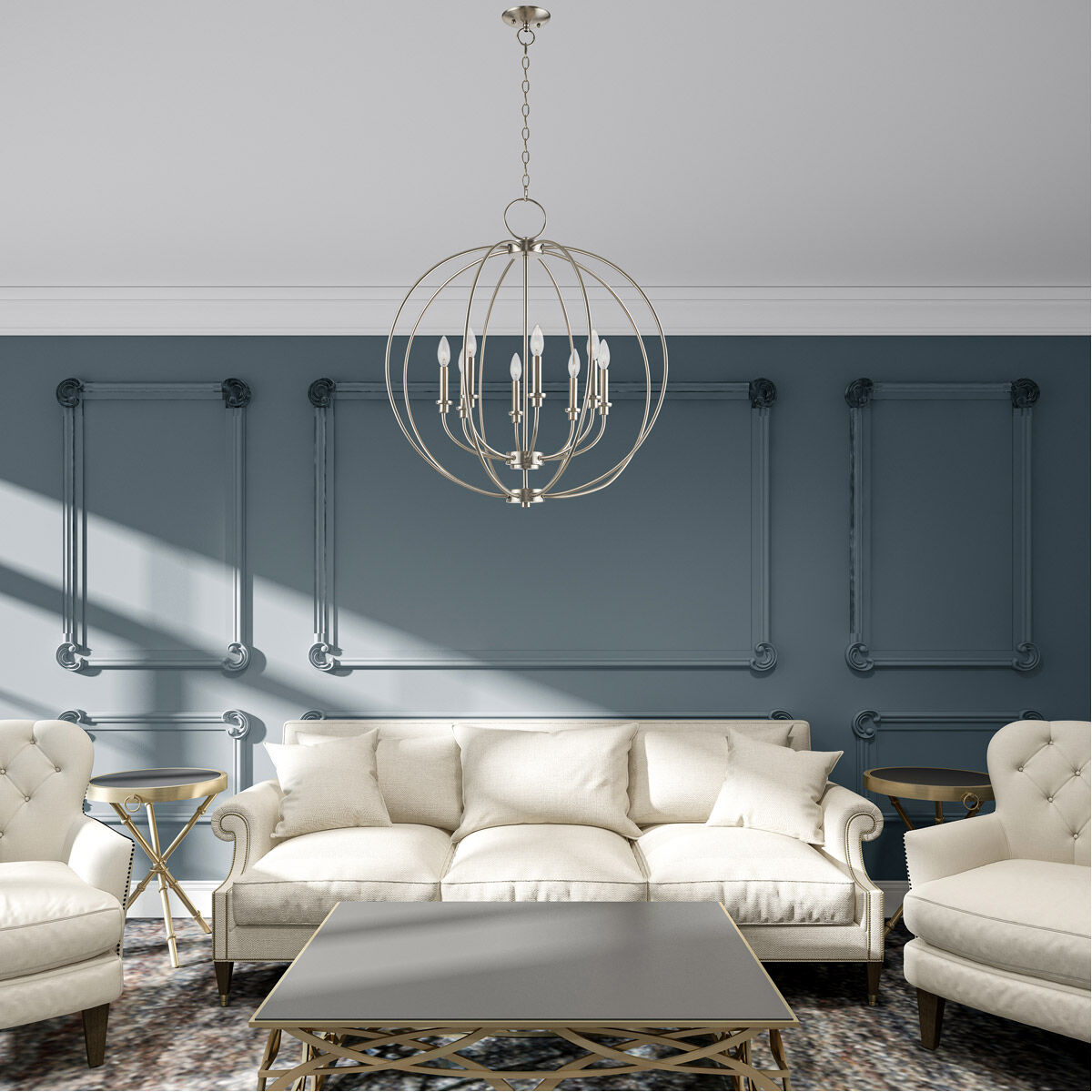 Milania 8 Light 28 inch Brushed Nickel Chandelier Ceiling Light