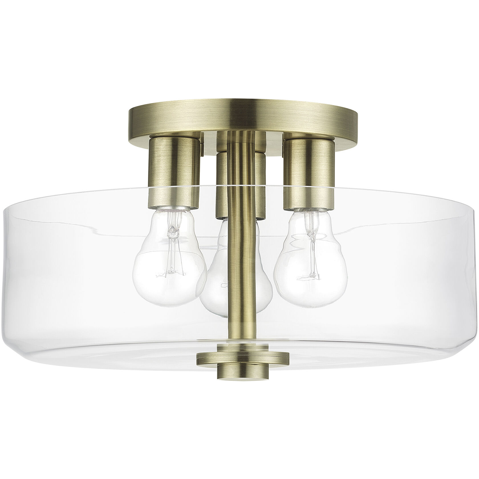 Whitworth 3 Light 14.5 inch Antique Brass Semi-Flush Ceiling Light