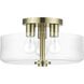 Whitworth 3 Light 14.5 inch Antique Brass Semi-Flush Ceiling Light