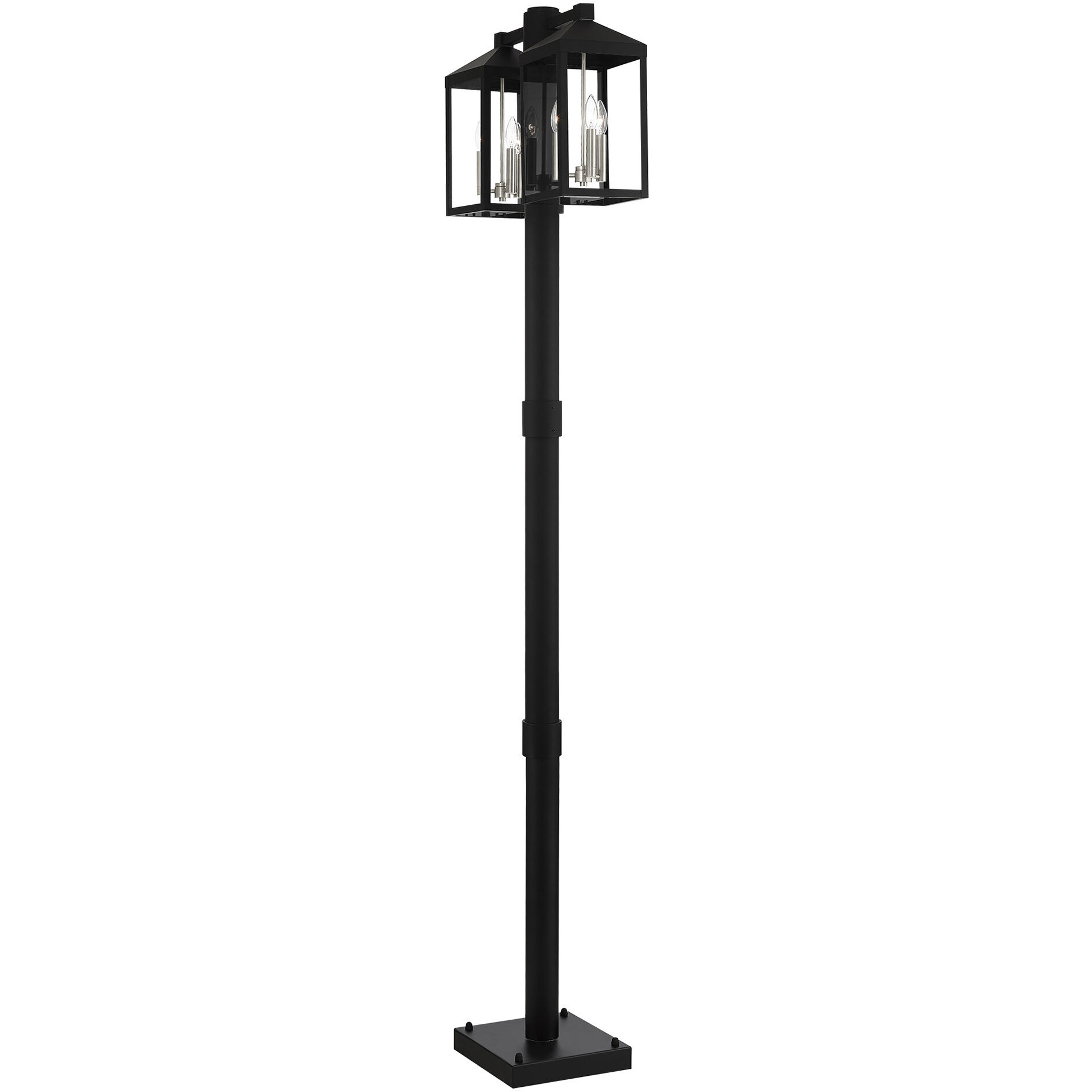 Nyack 6 Light 93 inch Black with Brushed Nickel Cluster Outdoor Post Light