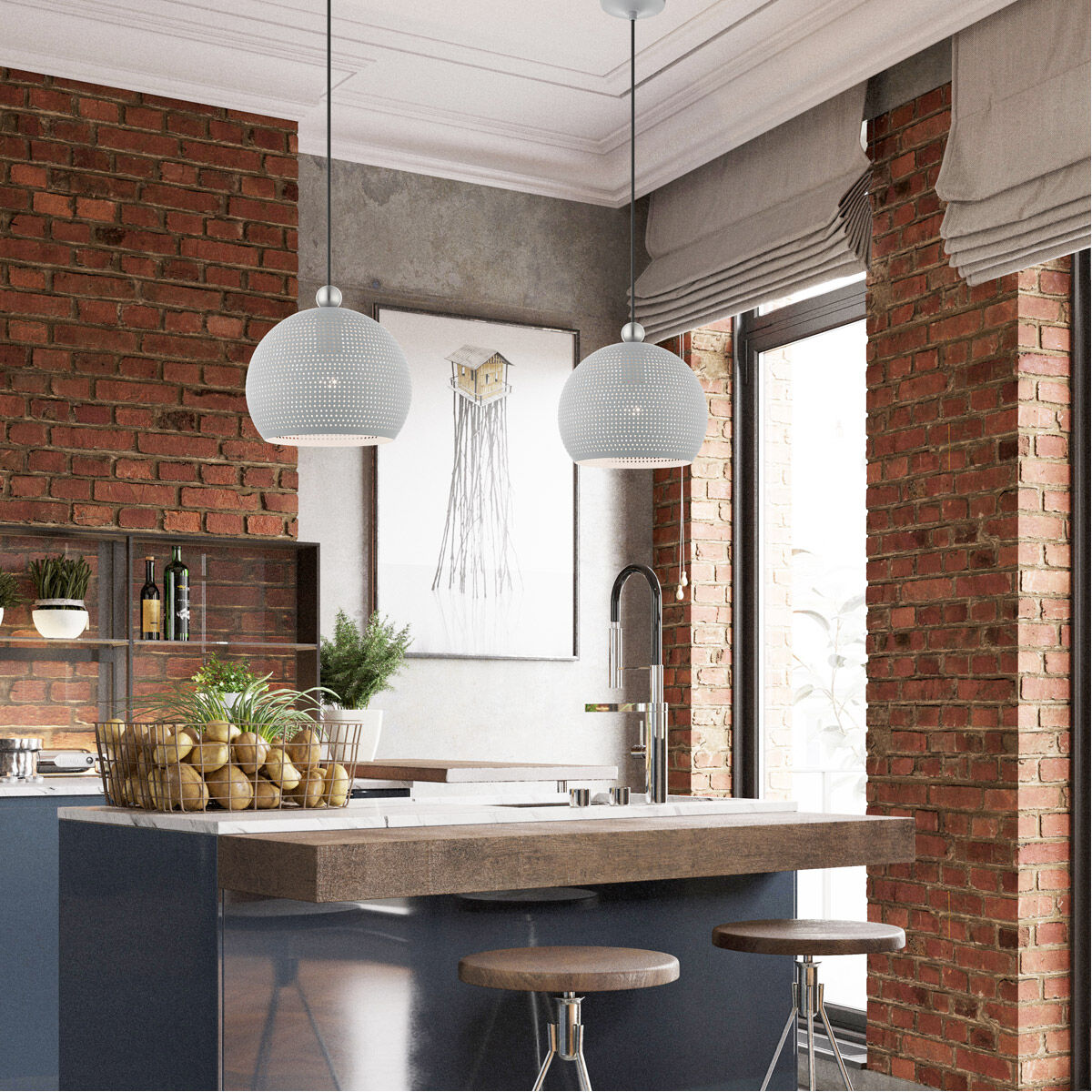 Dublin 1 Light 10 inch Nordic Gray with Brushed Nickel Accents Pendant Ceiling Light