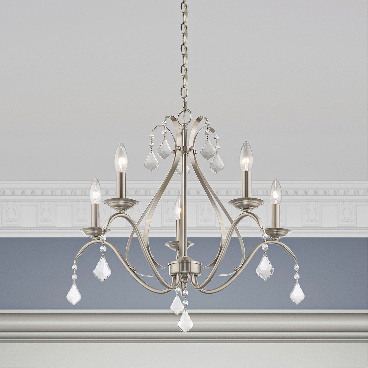 Caterina 5 Light 24 inch Brushed Nickel Chandelier Ceiling Light