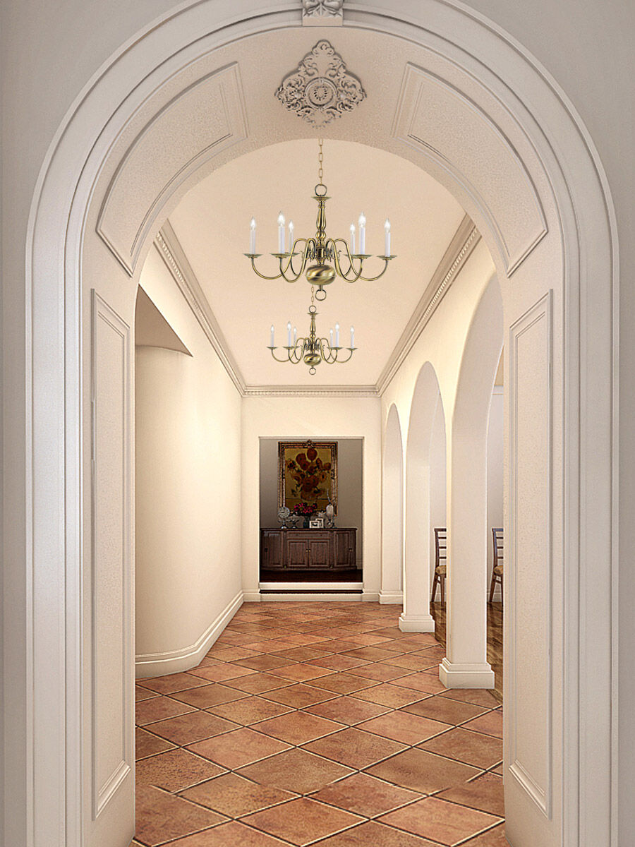 Williamsburgh 6 Light 24 inch Antique Brass Chandelier Ceiling Light