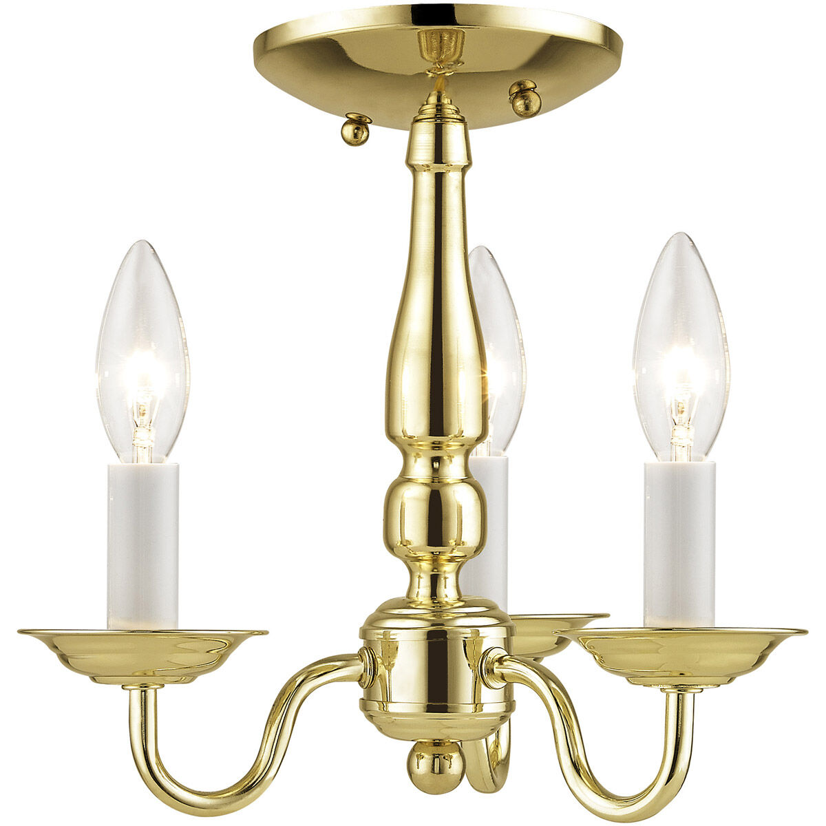 Williamsburgh 3 Light 11 inch Polished Brass Convertible Mini Chandelier/Ceiling Mount Ceiling Light