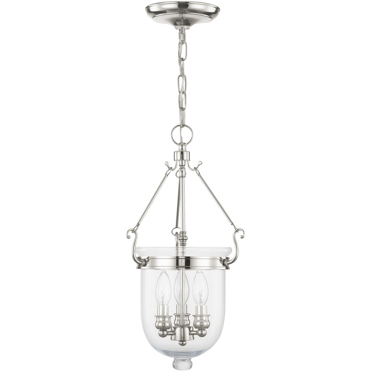 Jefferson 3 Light 10 inch Polished Nickel Chain Lantern